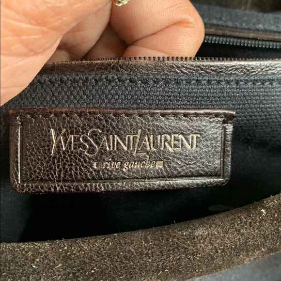 💙🤎Stylish Yves Saint Laurent Navy Canvas and Brown Suede Trim Tote Bag🤎💙 - Picture 9 of 13